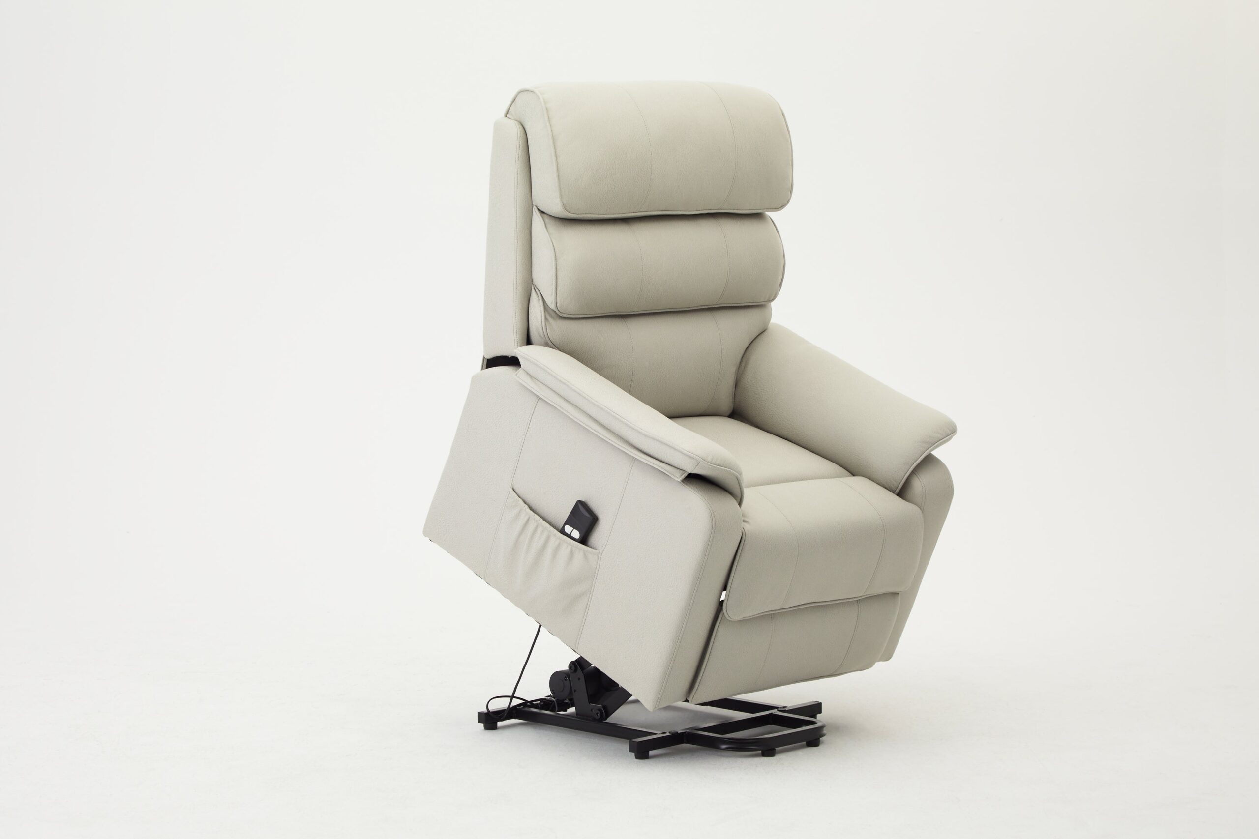Blair Electric Recliner Lift And Tilt Riser Armchair Air Leather, Light Grey - Image 9