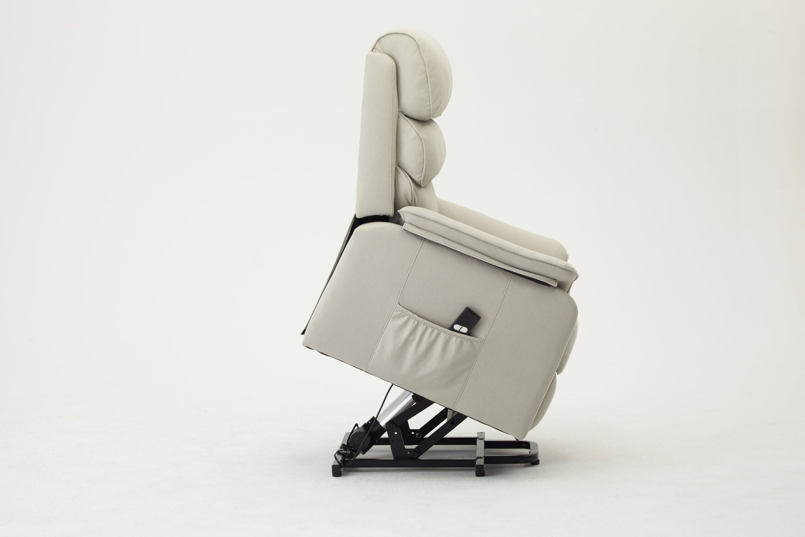 Blair Electric Recliner Lift And Tilt Riser Armchair Air Leather, Light Grey - Image 4