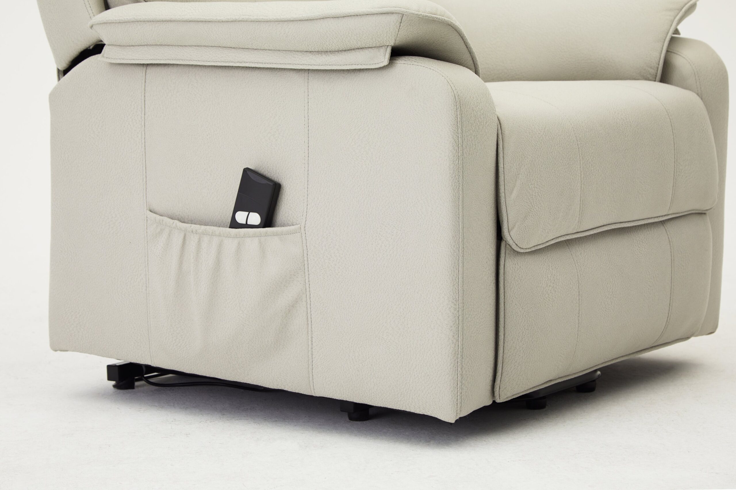 Blair Electric Recliner Lift And Tilt Riser Armchair Air Leather, Light Grey - Image 7