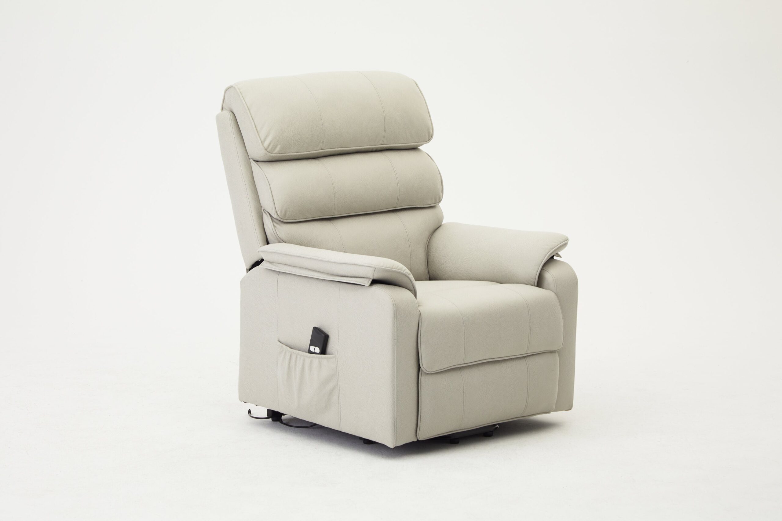 Blair Electric Recliner Lift And Tilt Riser Armchair Air Leather, Light Grey - Image 5