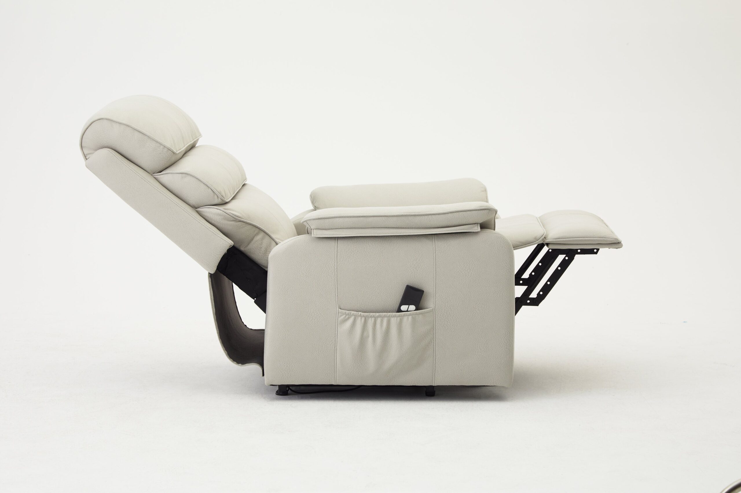 Blair Electric Recliner Lift And Tilt Riser Armchair Air Leather, Light Grey - Image 6