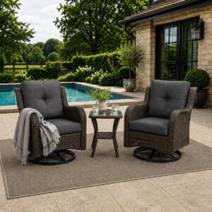 Sydney Garden Swivel Chair Set of 2, Brown