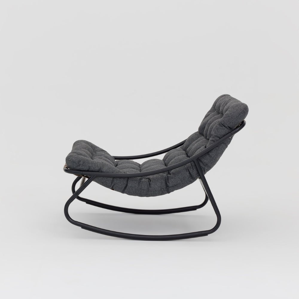 Marbella Garden Rocking Chair Set of 2 with Fire Pit Table, Dark Grey Cushions - Image 4
