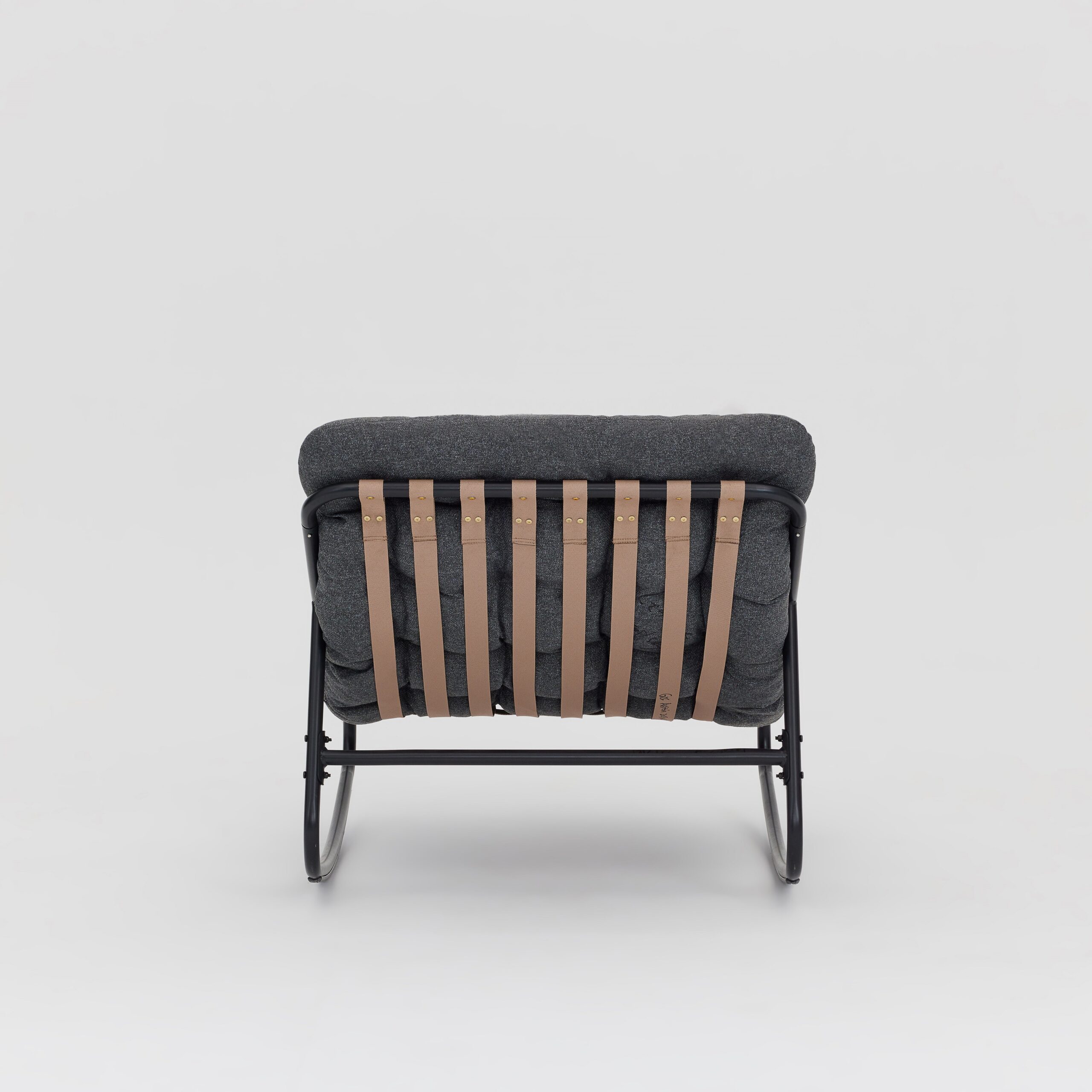 Marbella Garden Rocking Chair Set of 2 with Fire Pit Table, Dark Grey Cushions - Image 5