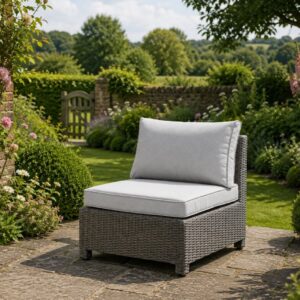 Hadley Armless Rattan Chair, Grey