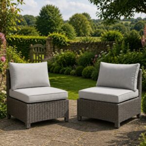 Hadley Armless Rattan Chair Set of 2, Grey