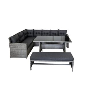 Alternative view of Montego Corner Rattan Garden Dining Set, Grey