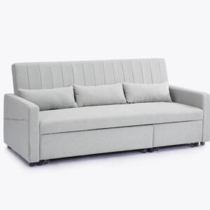 Alternative view of Devon Velvet Pull-Out Sofa Bed, Grey Linen