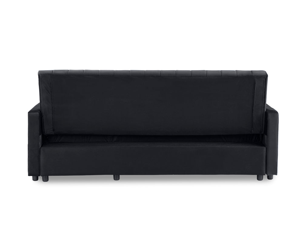 Devon Velvet Pull-Out Sofa Bed, Black Velvet - Image 4