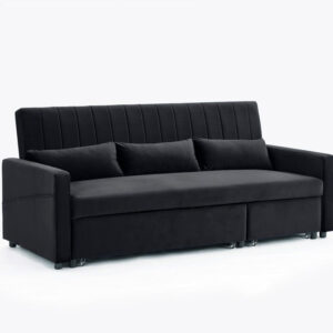 Alternative view of Devon Velvet Pull-Out Sofa Bed, Black Velvet