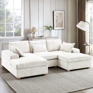 Marlow Small U-Shaped Sofa, Cream Jumbo Cord