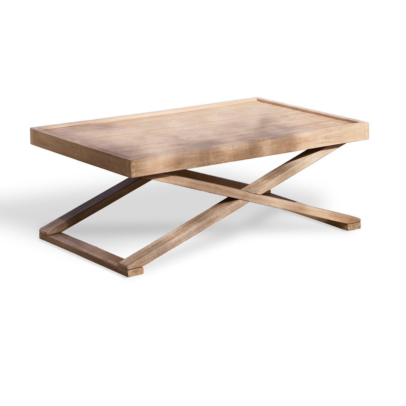 Akira Wooden Rectangular Garden Coffee Table - Brushed Light Acacia - Image 10