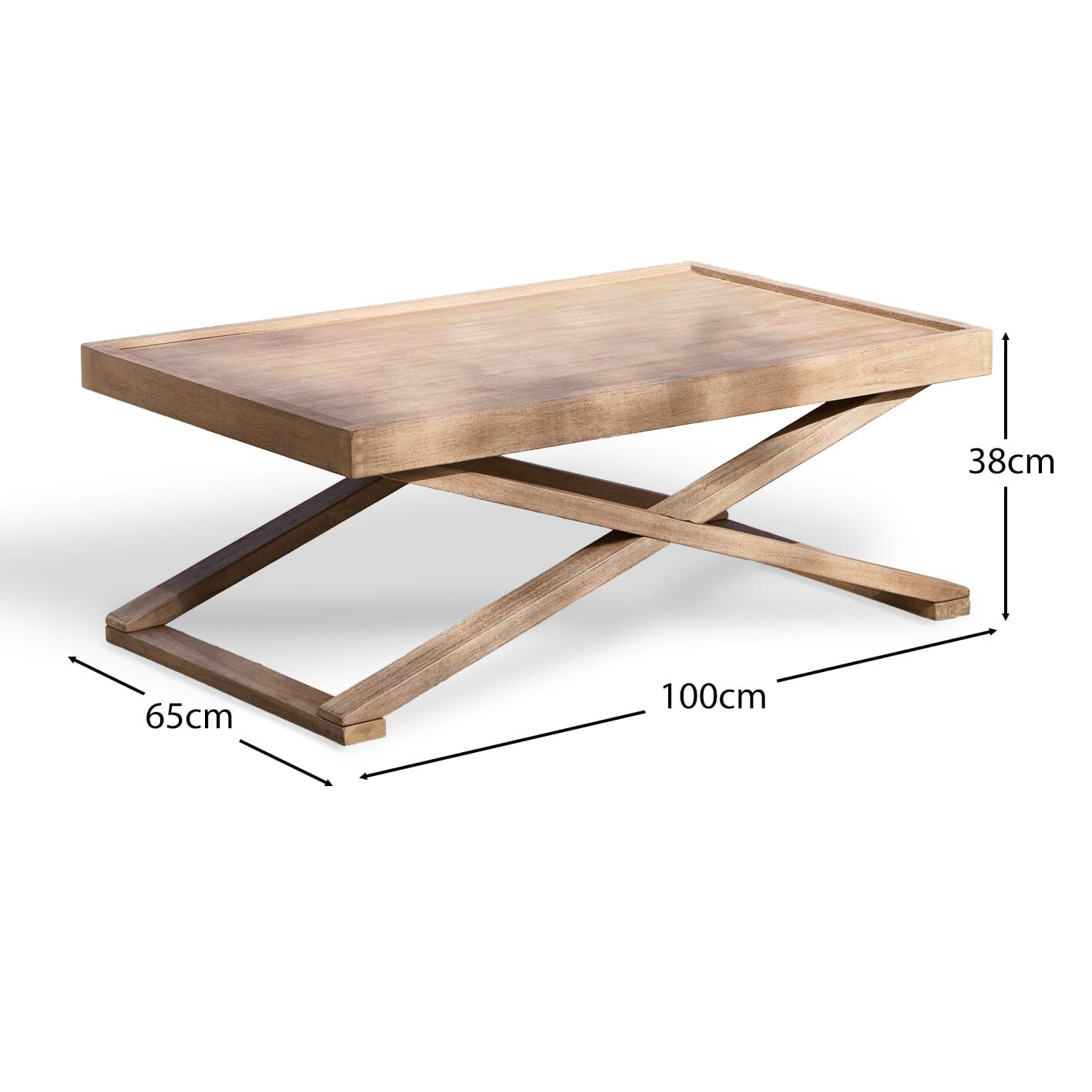 Akira Wooden Rectangular Garden Coffee Table - Brushed Light Acacia - Image 11