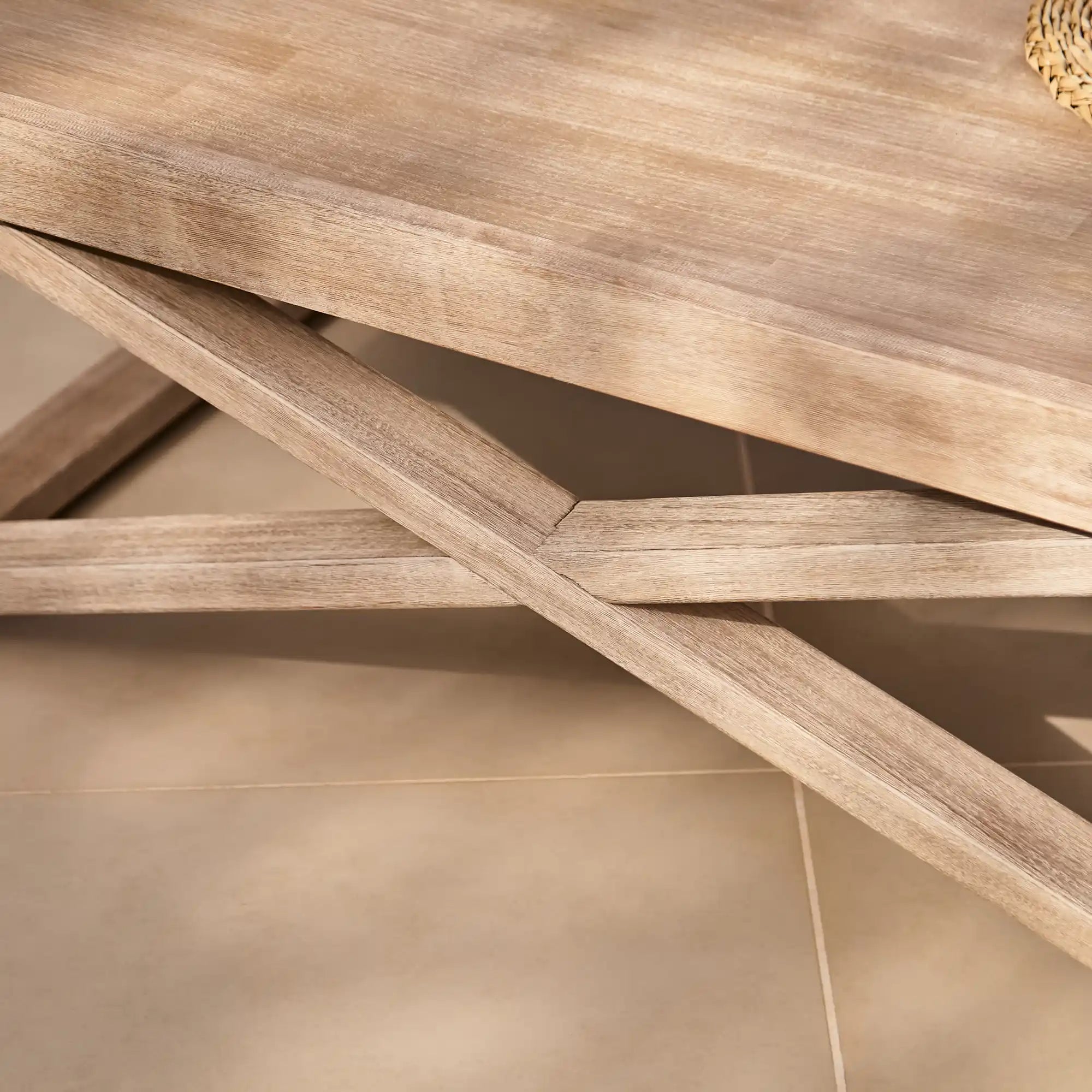 Akira Wooden Rectangular Garden Coffee Table - Brushed Light Acacia - Image 9