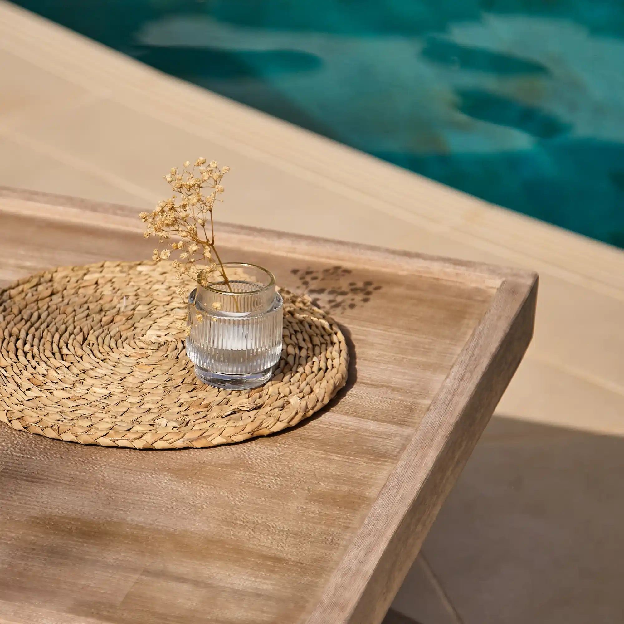 Akira Wooden Rectangular Garden Coffee Table - Brushed Light Acacia - Image 8