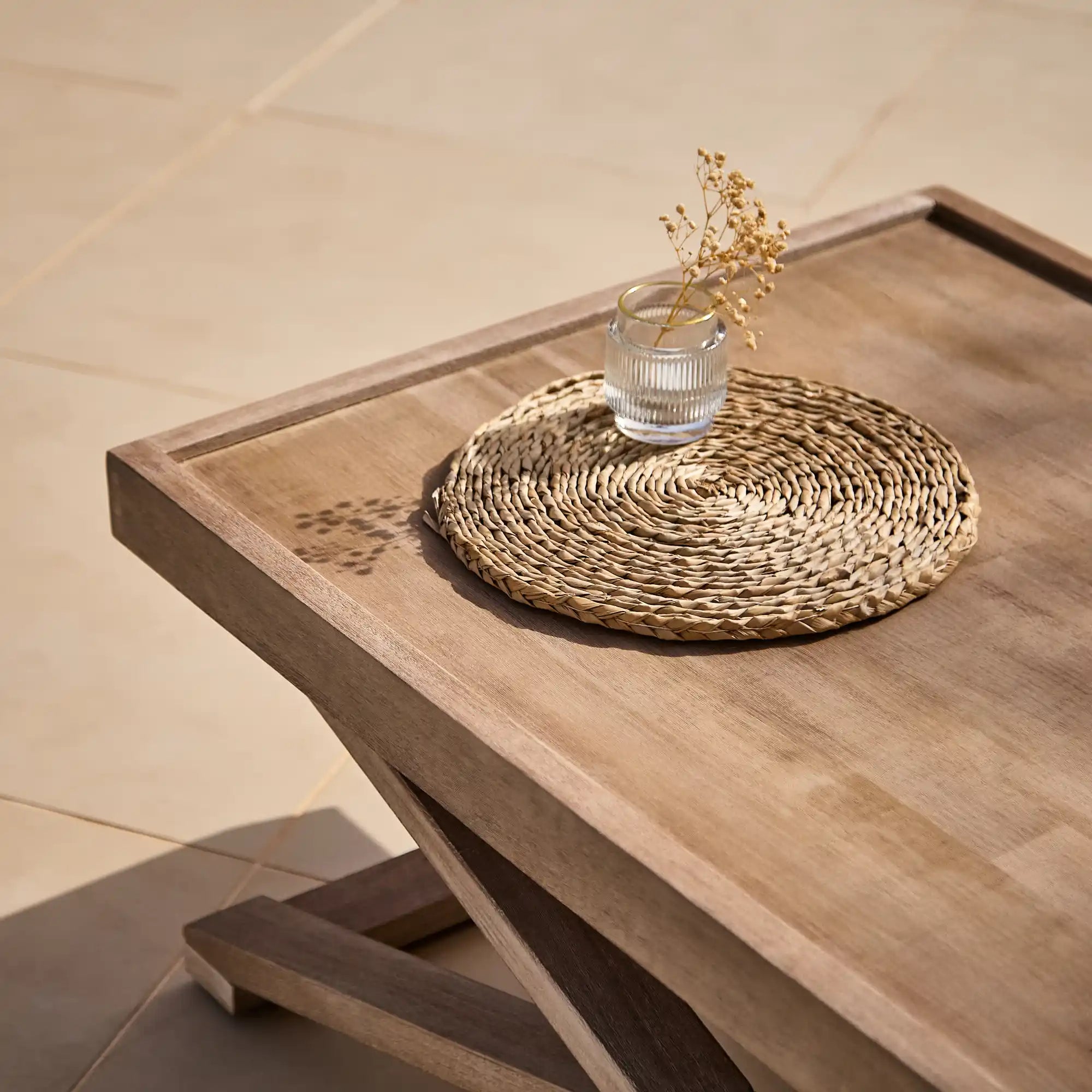 Akira Wooden Rectangular Garden Coffee Table - Brushed Light Acacia - Image 7