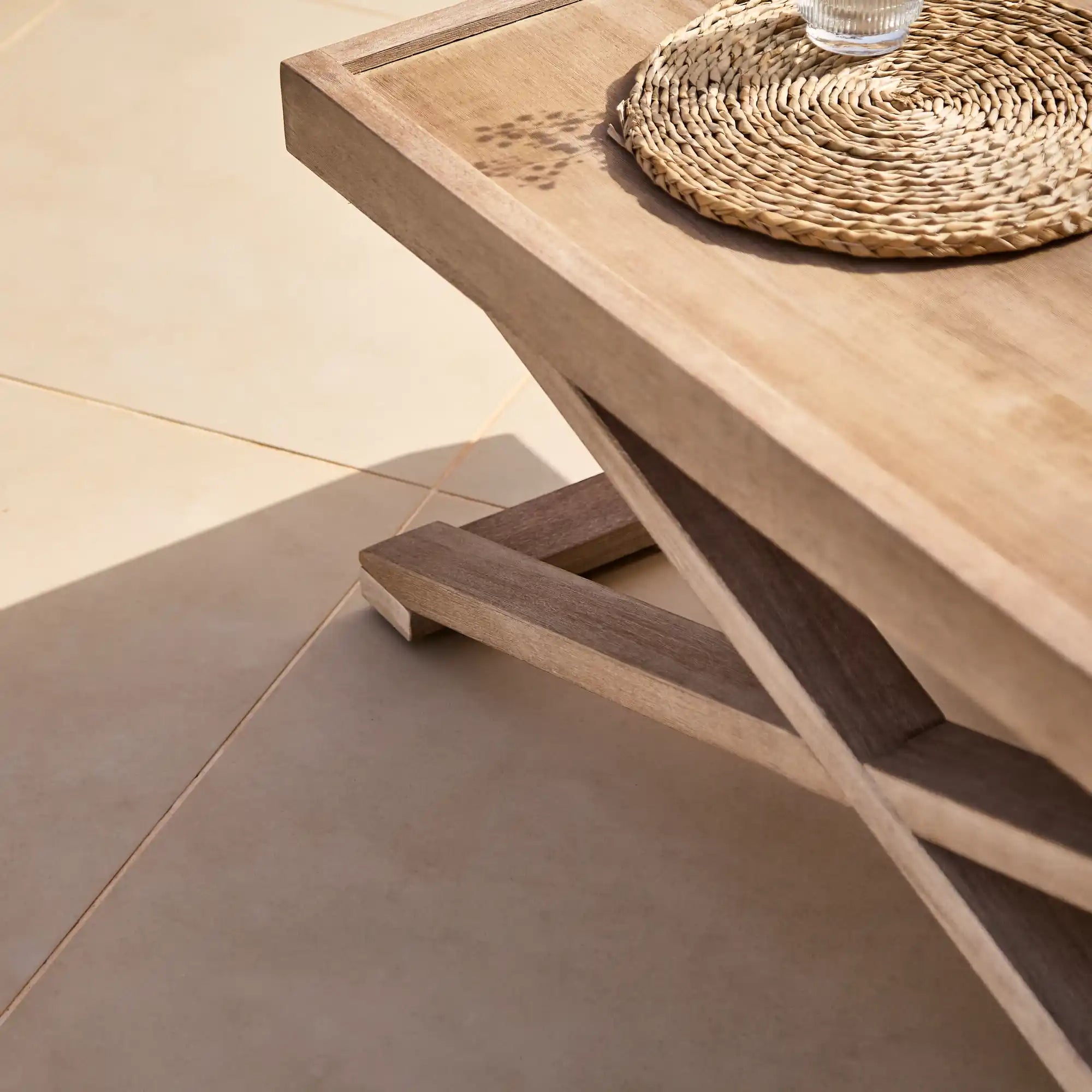 Akira Wooden Rectangular Garden Coffee Table - Brushed Light Acacia - Image 5
