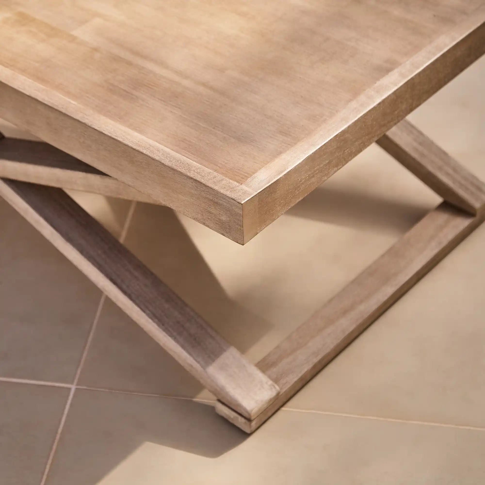 Akira Wooden Rectangular Garden Coffee Table - Brushed Light Acacia - Image 4