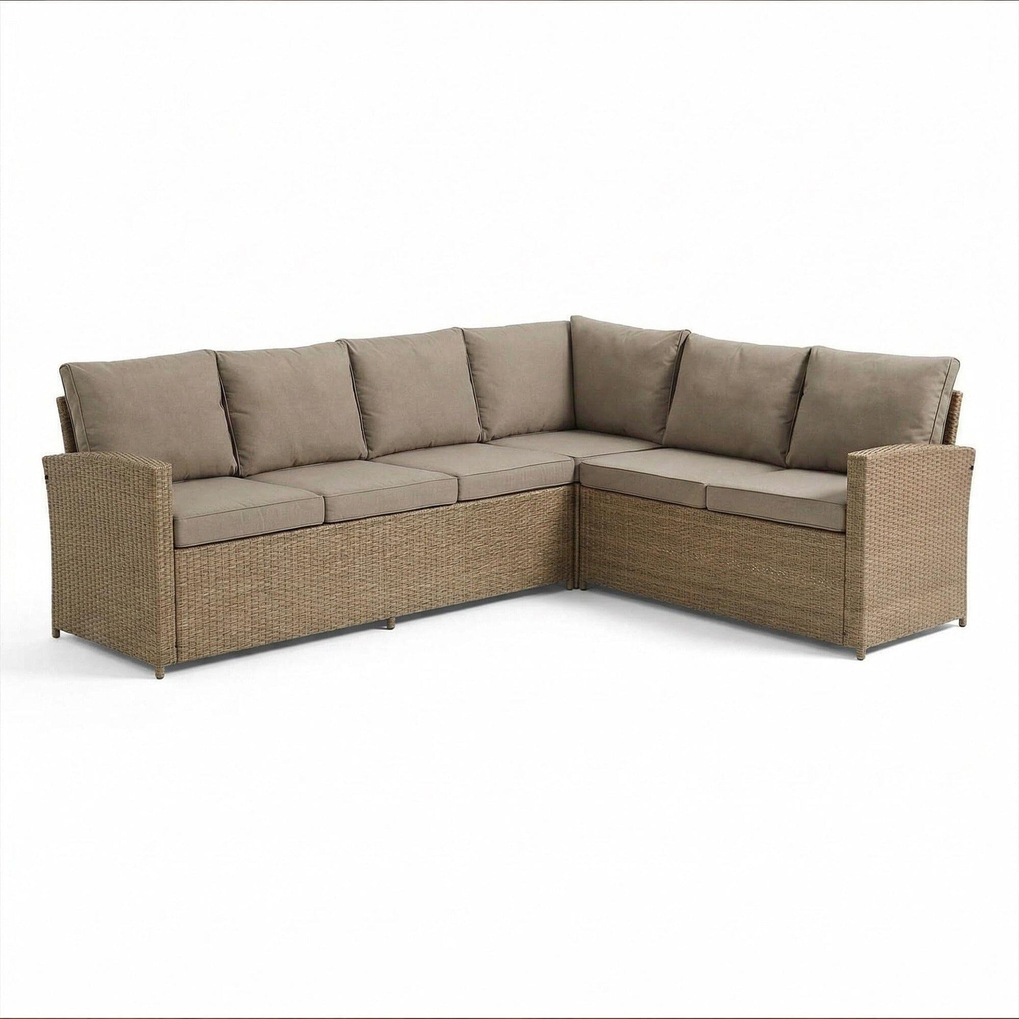Aston 9 Seater Rattan Garden Corner Sofa Set with Fire Pit - Brown Weave - Image 13