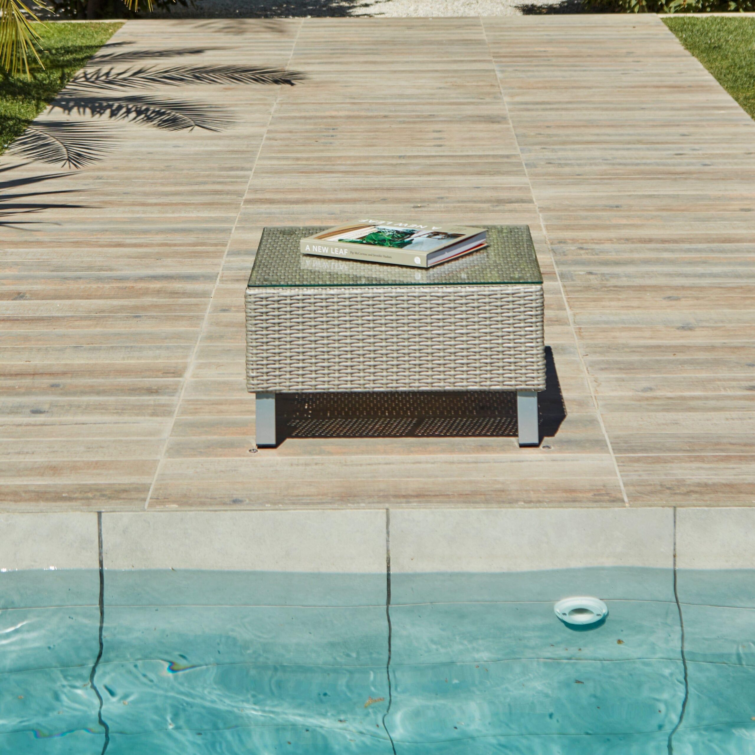 Aria Rattan Garden Coffee Table - Light Grey