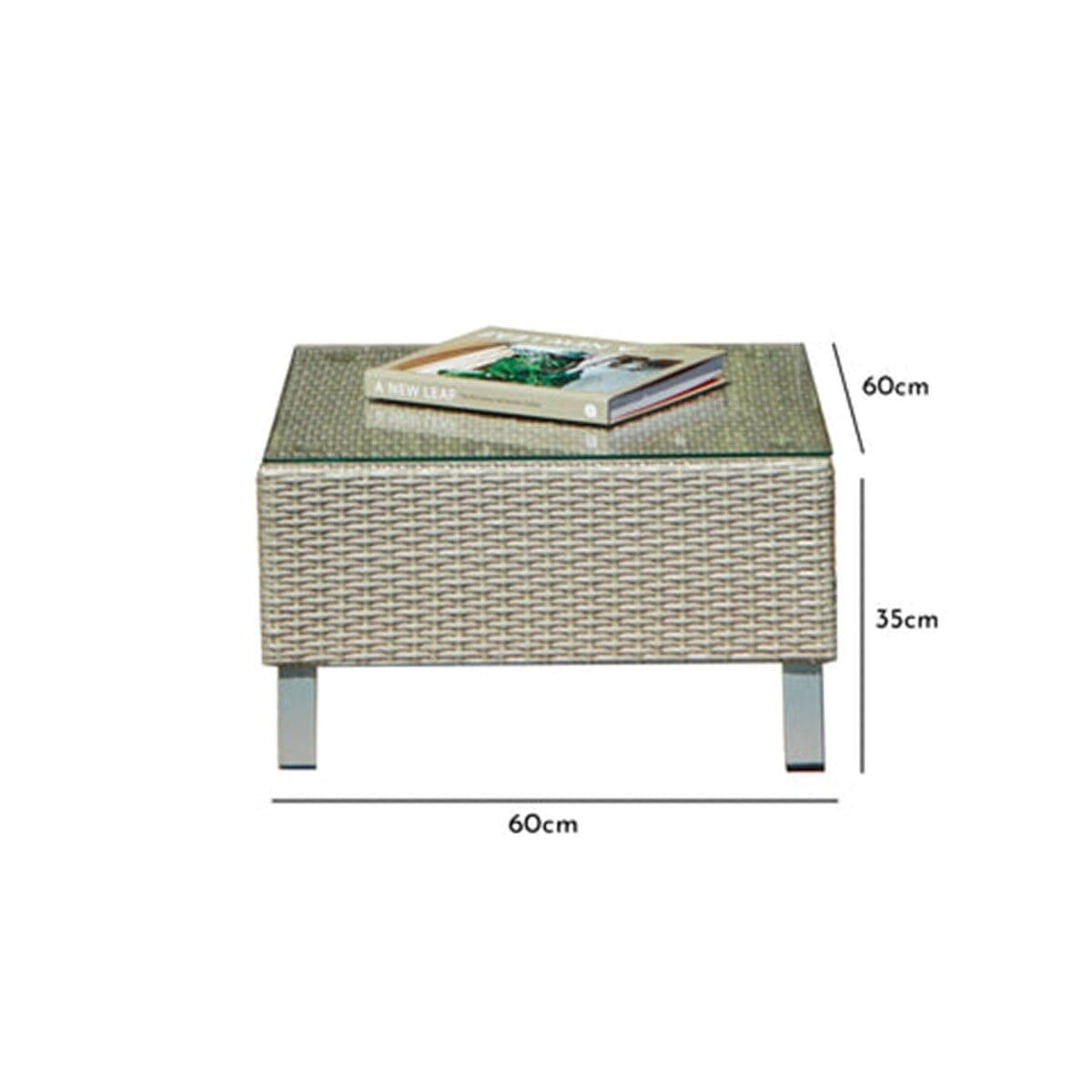 Aria Rattan Garden Coffee Table - Light Grey - Image 3