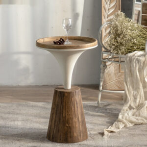Small Solid Wood Coffee Table – White & Black