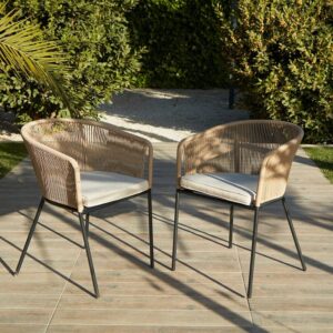 Hali Natural Rope Chair with Cushions - Set of 2